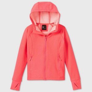 All in Motion Girls' Woven Fleece Jacket, Coral Pink, Size L
